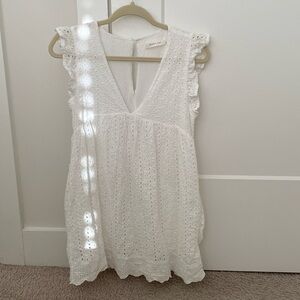 White embroidered lace romper dress